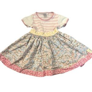 Charming Striped and Floral Toddler Dress, 3T